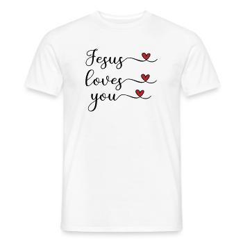 Jesus liebt dich süß Typografie mit Herz - Männer T-Shirt - Weiß - Vorne - AI Model Male 178 dark (178cm)