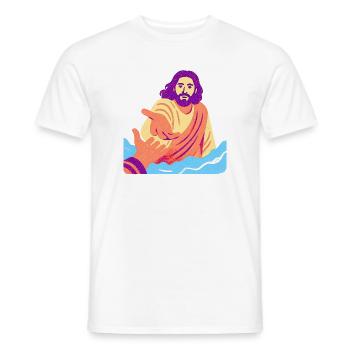 Jesus – Retro Pop Art - Männer T-Shirt - Weiß - Vorne - AI Model Male 178 dark (178cm)