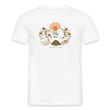 Take Time To Grow – Sonnenpfad - Männer T-Shirt - Weiß - Vorne - AI Model Male 178 dark (178cm)