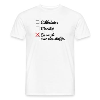Statut matrimoniale - 047 - T-shirt homme - blanc - Devant - AI Model Male 178 dark (178cm)