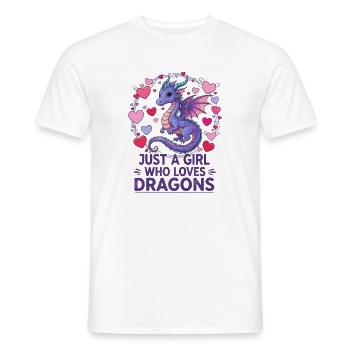 Drachenliebe: Mädchen liebt Drachen - Männer T-Shirt - Weiß - Vorne - AI Model Male 178 dark (178cm)