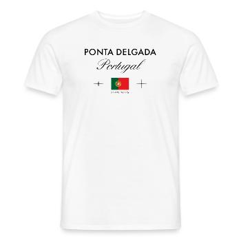 Ponta Delgada Portugal Koordinaten Reise Souvenir - Männer T-Shirt - Weiß - Vorne - AI Model Male 178 dark (178cm)