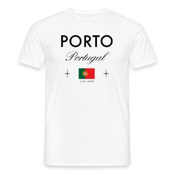 Porto Portugal Koordinaten Reise Souvenir - Männer T-Shirt - Weiß - Vorne - AI Model Male 178 dark (178cm)