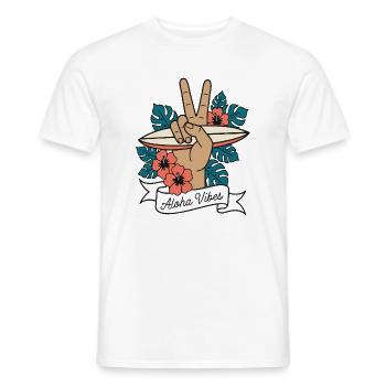 Aloha Vibes Surfen Peace Hand Hawaii - Männer T-Shirt - Weiß - Vorne - AI Model Male 178 dark (178cm)