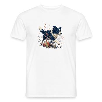 Hund auf der bunten Wiese - Männer T-Shirt - Weiß - Vorne - AI Model Male 178 dark (178cm)