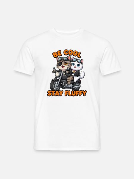 Niedliche Katzen Motorrad-Duo Fluffy Stil - Männer T-Shirt - Weiß