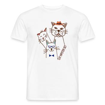 Katzen Trio  - Männer T-Shirt - Weiß - Vorne - AI Model Male 178 dark (178cm)