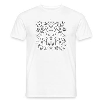 Lucky Mandala to color - Men's T-Shirt - white - Front - AI Model Male 178 dark (178cm)