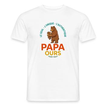 Papa Ours L'Authentique Cadeau Fête Des Pères - T-shirt homme - blanc - Devant - AI Model Male 178 dark (178cm)