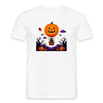 Kürbisballon-Katzen-Halloween-Szene - Männer T-Shirt - Weiß - Vorne - AI Model Male 178 dark (178cm)