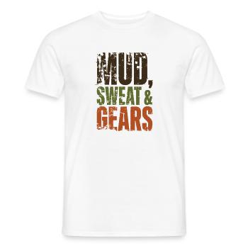 Mud Sweat Gears Gravel - Männer T-Shirt - Weiß - Vorne - AI Model Male 178 dark (178cm)