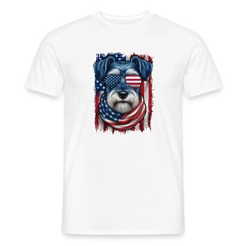 Patriotischer US-Schnauzer Stars Stripes Pride - Männer T-Shirt - Weiß - Vorne - AI Model Male 178 dark (178cm)