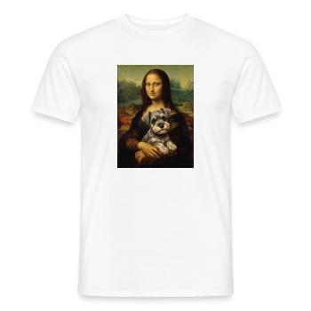 Schnauzer Mona Lisa Kunstparodie Hundeporträt - Männer T-Shirt - Weiß - Vorne - AI Model Male 178 dark (178cm)
