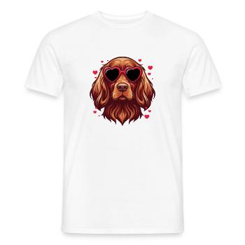 Irischer Zuspieler Valentine – Roter Zuspieler Hundemama Papa - Männer T-Shirt - Weiß - Vorne - AI Model Male 178 dark (178cm)