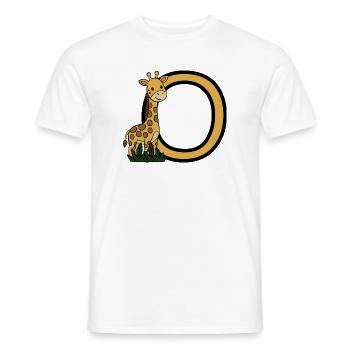 Giraffe and Oval Letter O Cartoon Design - Men's T-Shirt - white - Front - AI Model Male 178 dark (178cm)