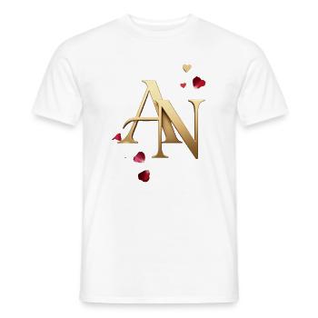 Goldenes AN Initialen mit Rosenblüten - Männer T-Shirt - Weiß - Vorne - AI Model Male 178 dark (178cm)