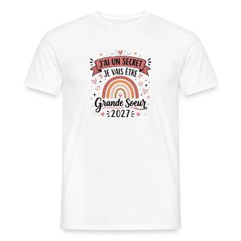 Enfant Future Grande Soeur 2027 Je Vais Etre Grand - T-shirt homme - blanc - Devant - AI Model Male 178 dark (178cm)