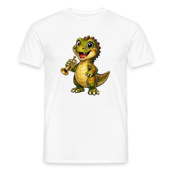 Dino mit Trompete - Männer T-Shirt - Weiß - Vorne - AI Model Male 178 dark (178cm)