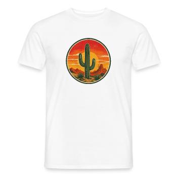 Cactus Retro Badge Vintage-Stil Grafik - Männer T-Shirt - Weiß - Vorne - AI Model Male 178 dark (178cm)