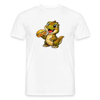 Dino mit Fischbrötchen - Männer T-Shirt - Weiß - Vorne - AI Model Male 178 dark (178cm)