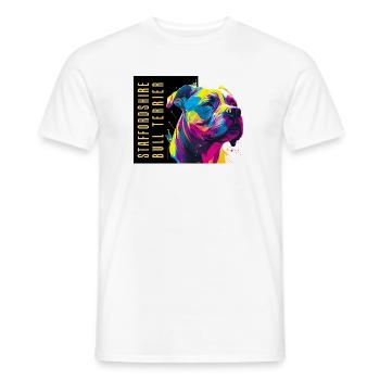 Staffie Head Popart - 050 - Männer T-Shirt - Weiß - Vorne - AI Model Male 178 dark (178cm)