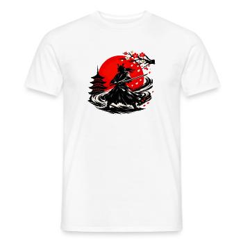 Samurai im Sturm der Kirschblüten - Männer T-Shirt - Weiß - Vorne - AI Model Male 178 dark (178cm)