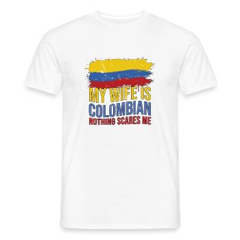 Ehefrau ist kolumbianische Flagge Kolumbien - Männer T-Shirt - Weiß - Vorne - AI Model Male 178 dark (178cm)