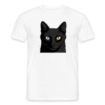 Zweifarbige Katze mit Heterochromie - Männer T-Shirt - Weiß - Vorne - AI Model Male 178 dark (178cm)