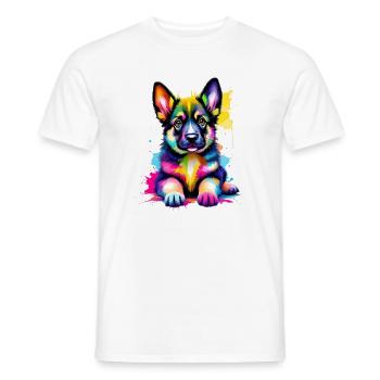 Farbenfroher Schäferhund Welpe - Männer T-Shirt - Weiß - Vorne - AI Model Male 178 dark (178cm)
