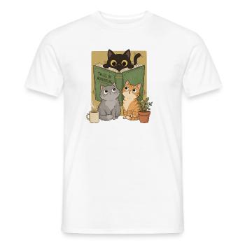 Retro Neugierige Lesekatze Graphic Book Lover Cat - Männer T-Shirt - Weiß - Vorne - AI Model Male 178 dark (178cm)