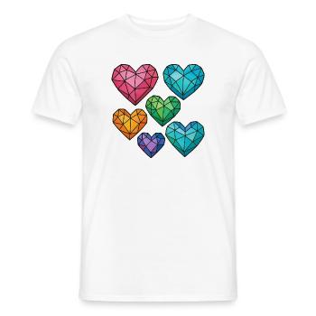 Kristallherzen in verschiedenen Farben - Männer T-Shirt - Weiß - Vorne - AI Model Male 178 dark (178cm)