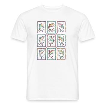 Haifisch Tropischer Ozean-Stempel TShirt Süßer Hai - Männer T-Shirt - Weiß - Vorne - AI Model Male 178 dark (178cm)