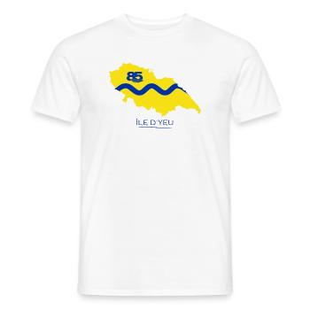Carte Île d'Yeu en jaune  - T-shirt homme - blanc - Devant - AI Model Male 178 dark (178cm)