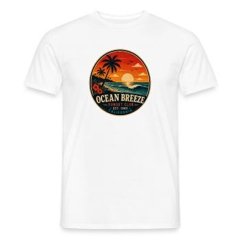 Ocean Breeze Retro Badge Vintage Coastal Graphic - Men's T-Shirt - white - Front - AI Model Male 178 dark (178cm)