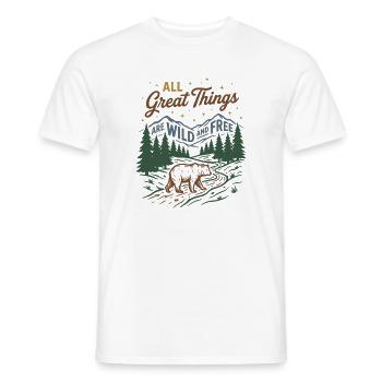 Berge – Alle Großen Dinge sind wild und frei - Männer T-Shirt - Weiß - Vorne - AI Model Male 178 dark (178cm)