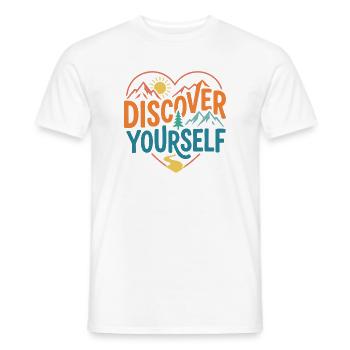 Mountains - Discover Yourself - Men's T-Shirt - white - Front - AI Model Male 178 dark (178cm)