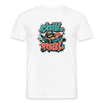 Chill Mal  Cooles Faultier Graffiti Design - Männer T-Shirt - Weiß - Vorne - AI Model Male 178 dark (178cm)