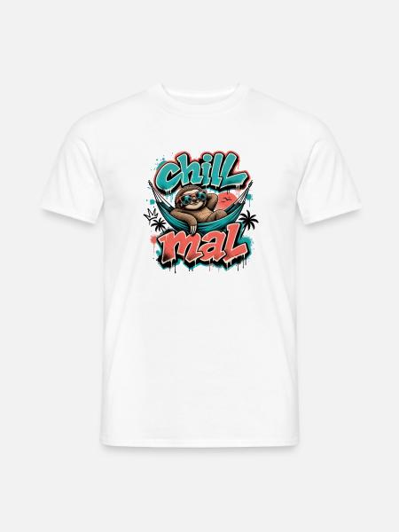 Chill Mal Cooles Faultier Graffiti Design - Männer T-Shirt - Weiß