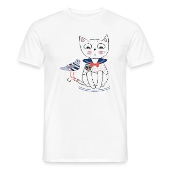 Katze und Möwe - Männer T-Shirt - Weiß - Vorne - AI Model Male 178 dark (178cm)