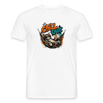 Chill out katze in Hängematte - Männer T-Shirt - Weiß - Vorne - AI Model Male 178 dark (178cm)