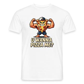 Pizza Muscle Maskottchen willst du mich pizza - Männer T-Shirt - Weiß - Vorne - AI Model Male 178 dark (178cm)