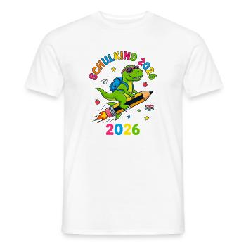 Schulkind 2026 Dino T-Rex Einschulung - Männer T-Shirt - Weiß - Vorne - AI Model Male 178 dark (178cm)