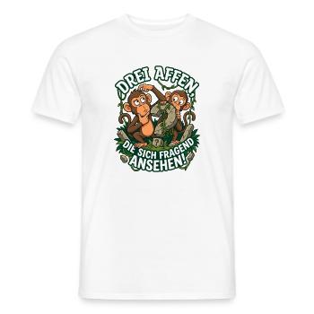 Drei Affen die sich fragend ansehen lustig - Männer T-Shirt - Weiß - Vorne - AI Model Male 178 dark (178cm)