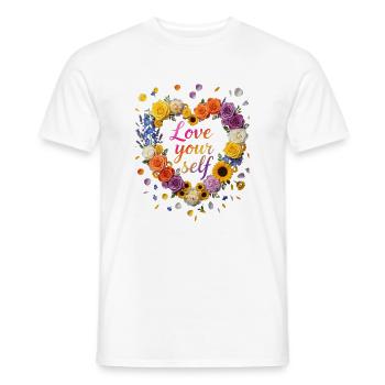 Love Your Self Blütenherz Design - Männer T-Shirt - Weiß - Vorne - AI Model Male 178 dark (178cm)