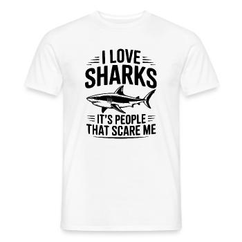 I Love Sharks It's People That Scare Me - Men's T-Shirt - white - Front - AI Model Male 178 dark (178cm)