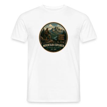 Mountain Explorer Vintage-Abenteuergrafik - Männer T-Shirt - Weiß - Vorne - AI Model Male 178 dark (178cm)