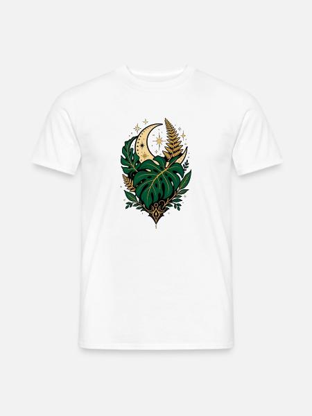Monstera Moon – Mystisches Botanical Design - Männer T-Shirt - Weiß