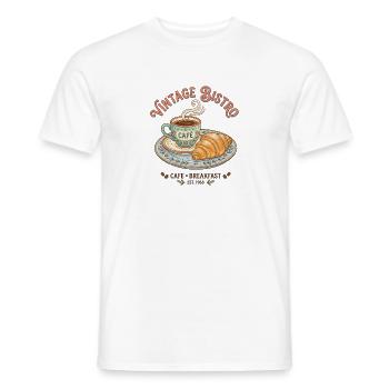 Vintage Bistro Kaffee Illustration - Männer T-Shirt - Weiß - Vorne - AI Model Male 178 dark (178cm)