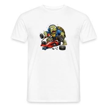 Schildkröte als Rennwagen-Mechaniker Boxenstopp - Männer T-Shirt - Weiß - Vorne - AI Model Male 178 dark (178cm)