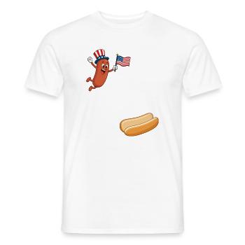 Hotdog springt ins Brötchen – Hotdog zum 4. Juli - Männer T-Shirt - Weiß - Vorne - AI Model Male 178 dark (178cm)